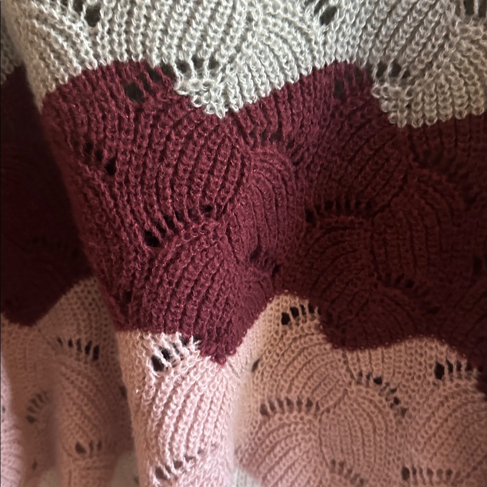 BiBi Textured Knit Sweater in Burgundy, Pink, Gray and White - Picture 5 of 7